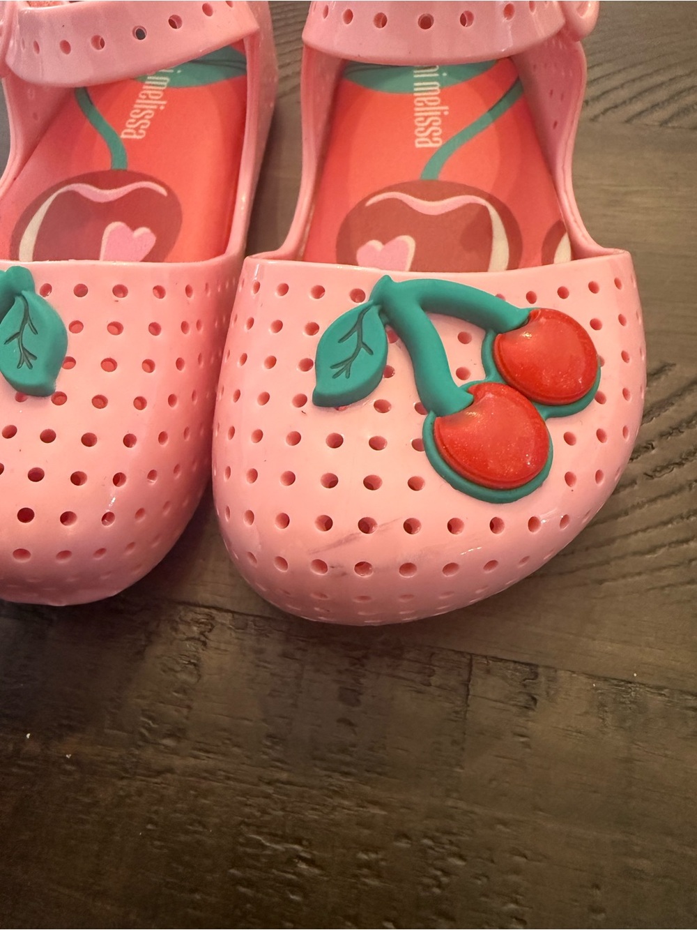 Mini Melissa Pink Cherry Pop Mary Jane Sandals - Picture 3 of 5